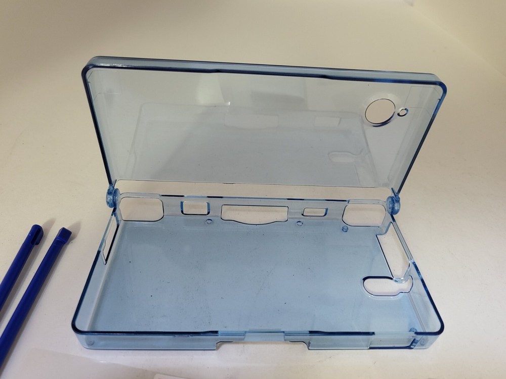 NEW Clear Blue console Shell Case + 2 Stylus & Screen protector for Nintendo DSi