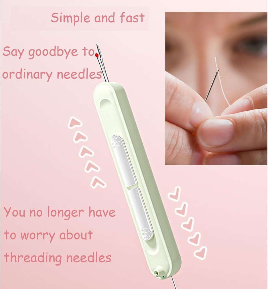 2-in-1 Needle Threader & Seam Ripper Retractable Automatic Sewing Tool Purple