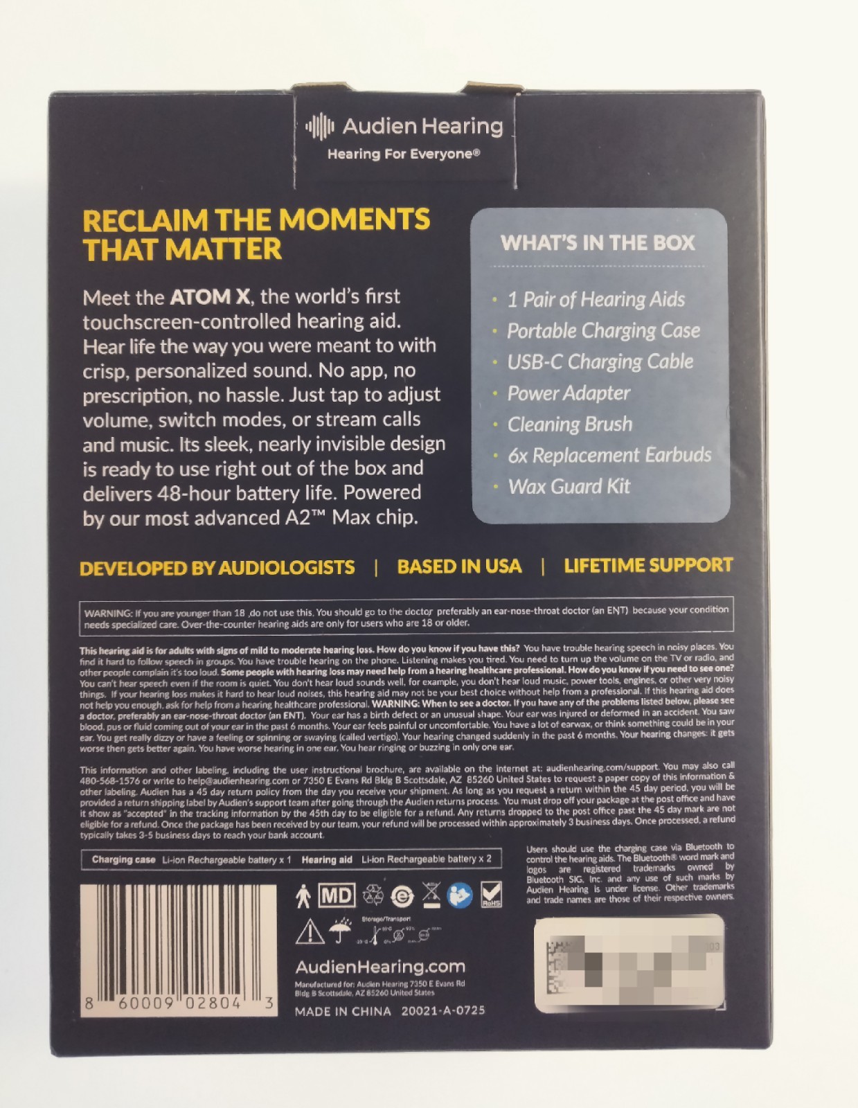 🔥 Audien ATOM X Wireless Rechargeable OTC Hearing Aid TOUCH SCREEN NEWEST MODEL