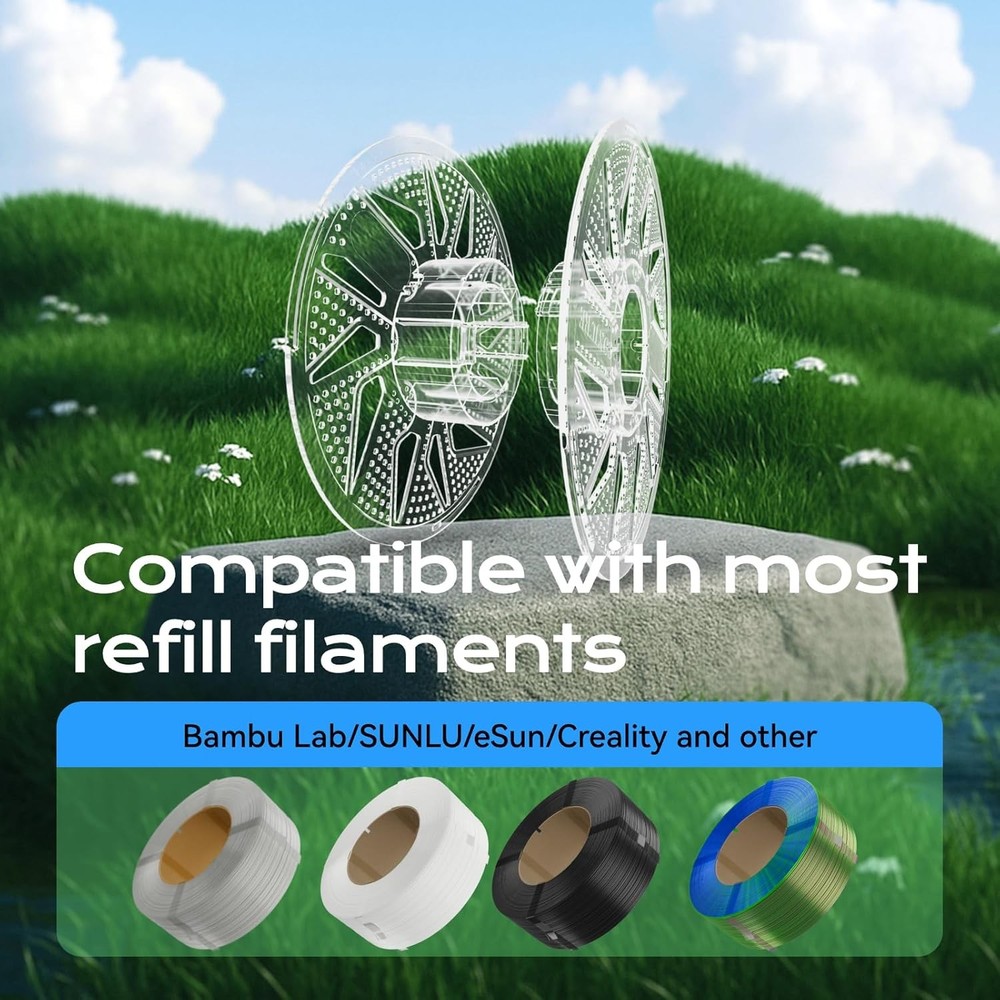3D Printer Reusable and Removable Filament Spool, Clear Transparent Plastic Reus