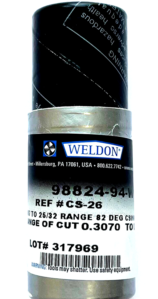 WELDON CS-26 .307" TO 25/32" RANGE 82 DEG ZERO FLUTE COUNTERSINK - USA