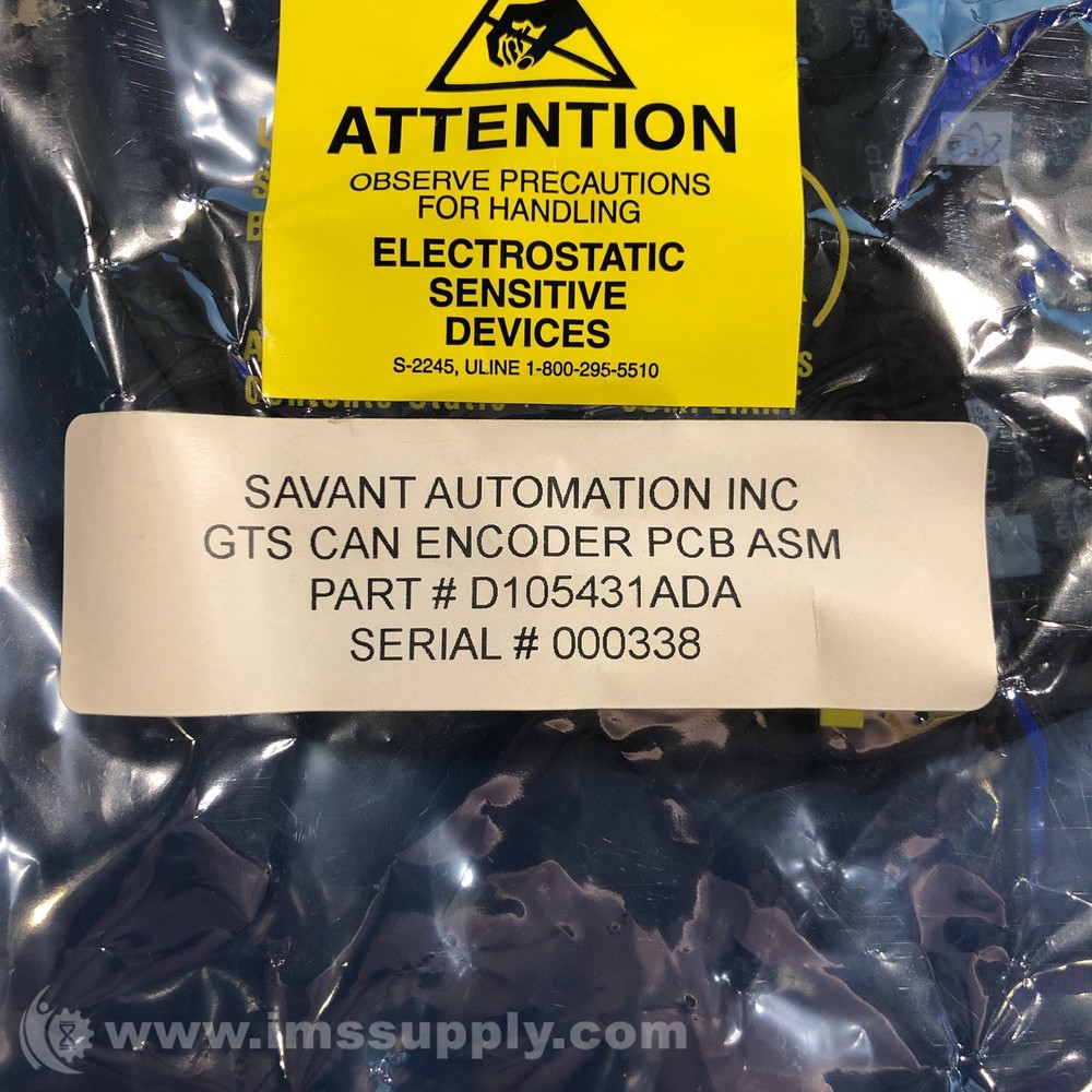 Savant Automation Inc. D105431ADA GTS Can Encoder PCB ASM FNFP