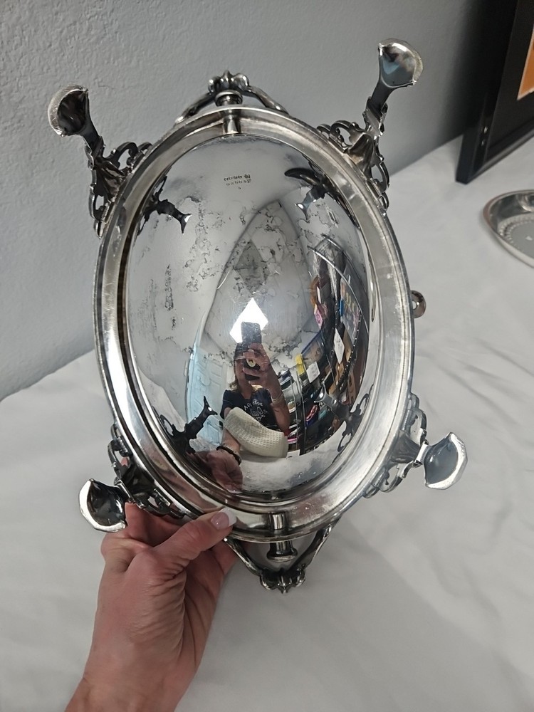 Martin, Hall & Co.-Sheffield Silverplate Roll Top Buffet Server Dome Dish 11.5”