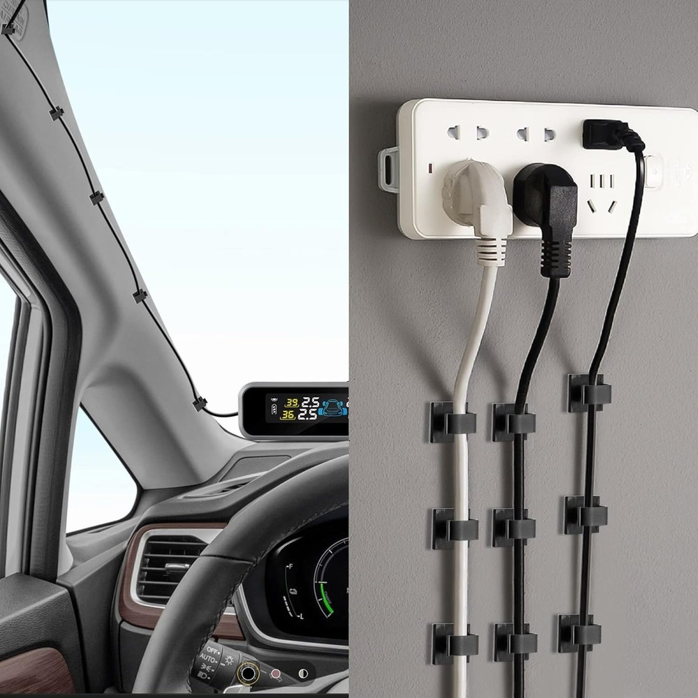 120 Pack Black Cable Clips for Tidy Wire Management - Any Surface Fit