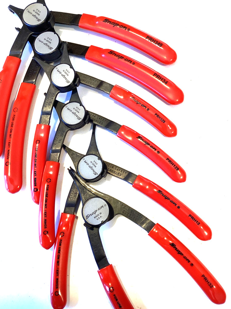 Snap on Tools NEW 6 Piece Convertible Retainer Ring Pliers Set With Case PRH406