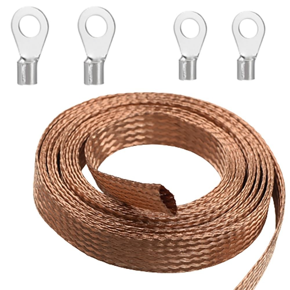 Flat Copper Braid Cable,4mm Braided Width: 4mm (0.16"),