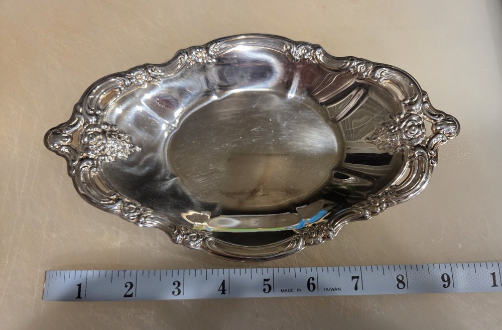 Silver Serving Bowl 9" Wide