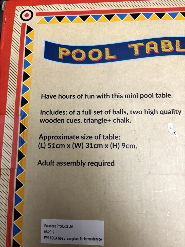 20”x 12” Mini Pool Table Billiard Table Game -Pool Balls 1.5” Heavy Gift