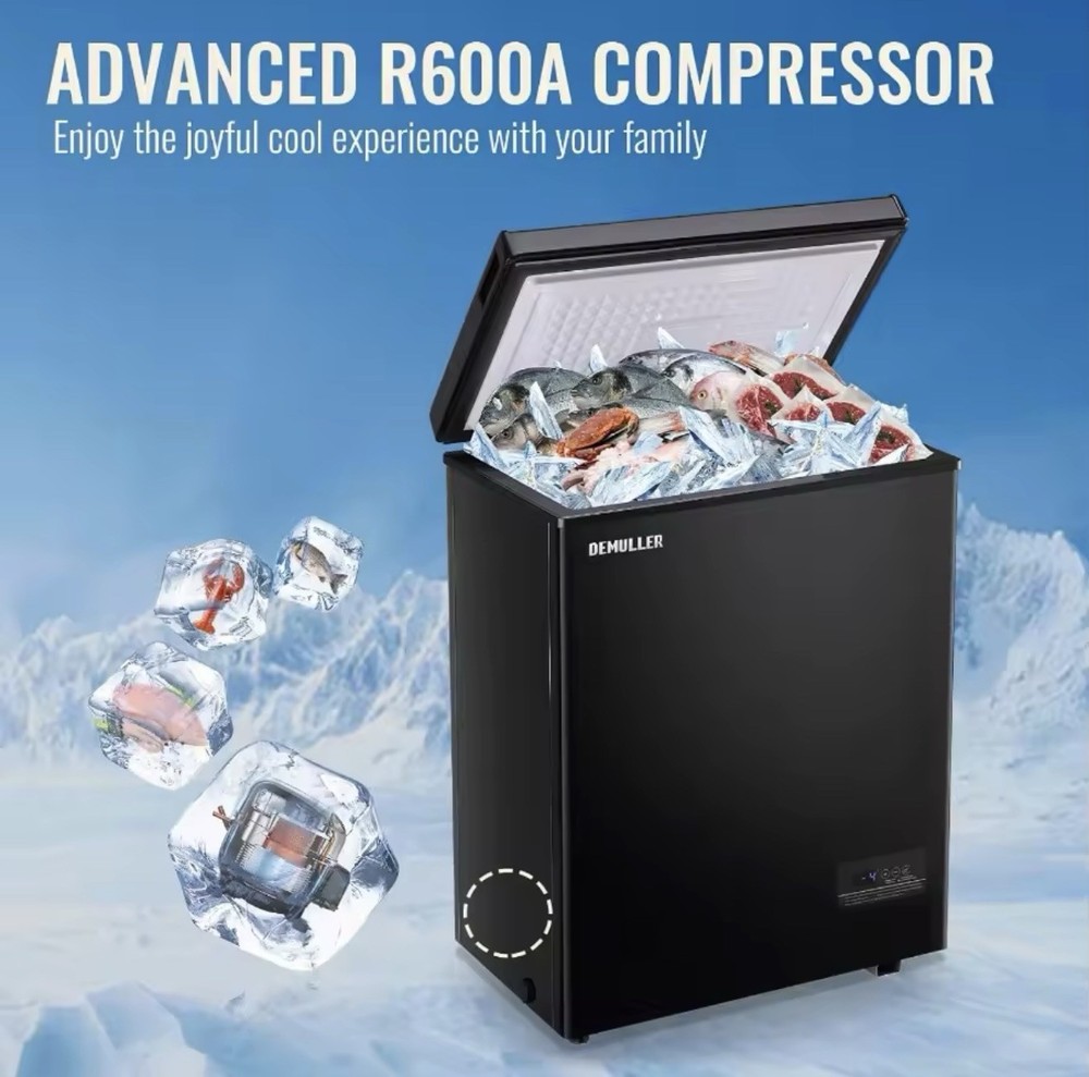 63L Mini Deep Freezer With Electronic Temperature Control Panel - Black