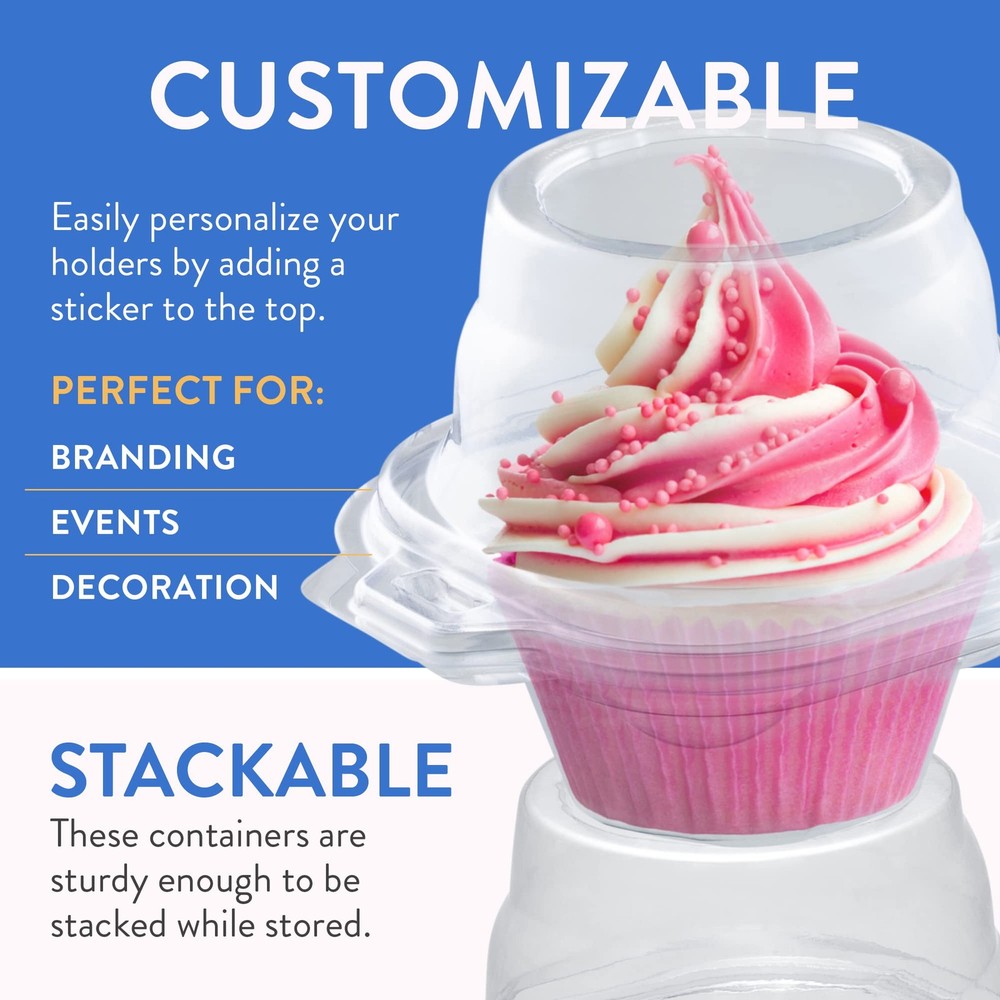 Individual Cupcake Containers (100 Pack) | Clear Plastic Disposable Cupcake Boxe