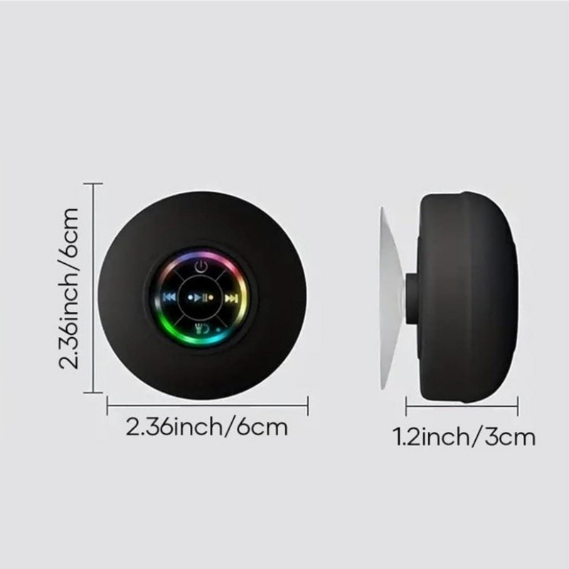 Waterproof Bluetooth Shower Speaker Portable Wireless Speaker Suction Cup, Black