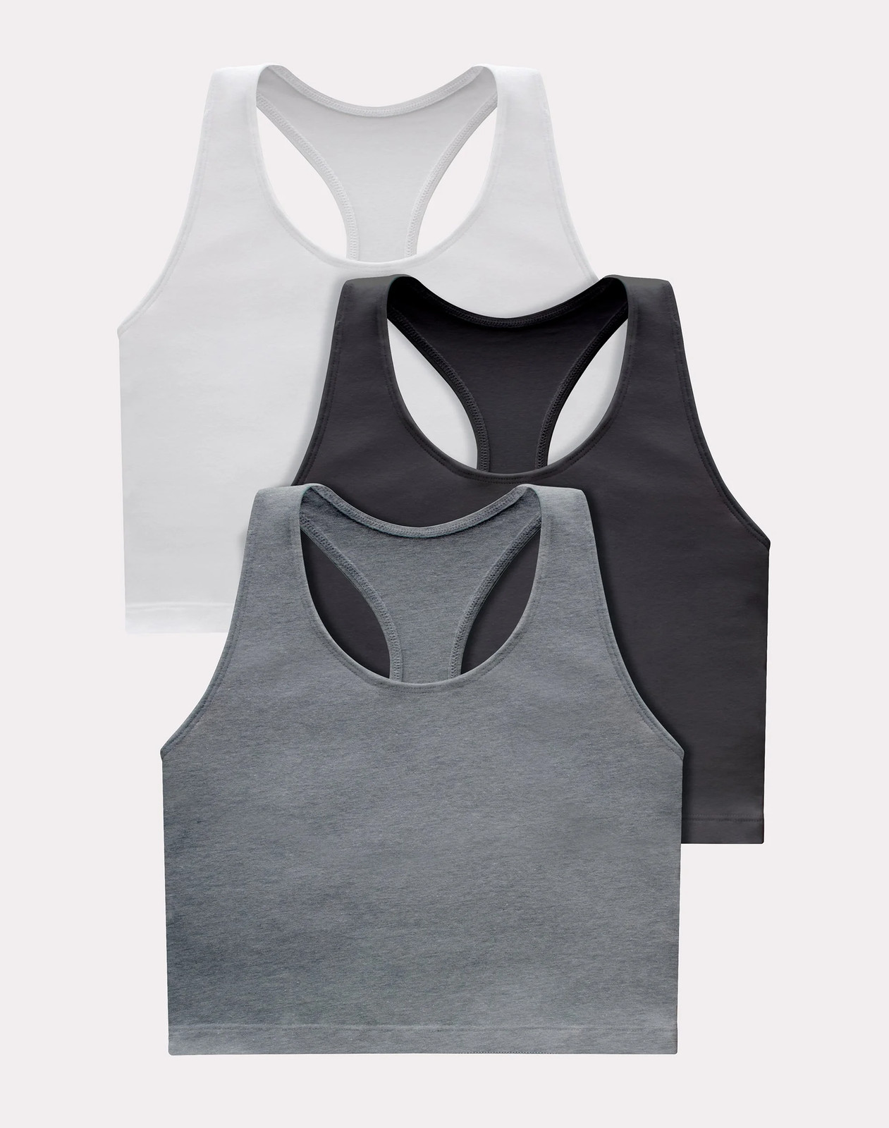 Hanes Originals Women's Racerback Crop Tank Top with Built-In Bra, 3-Pack