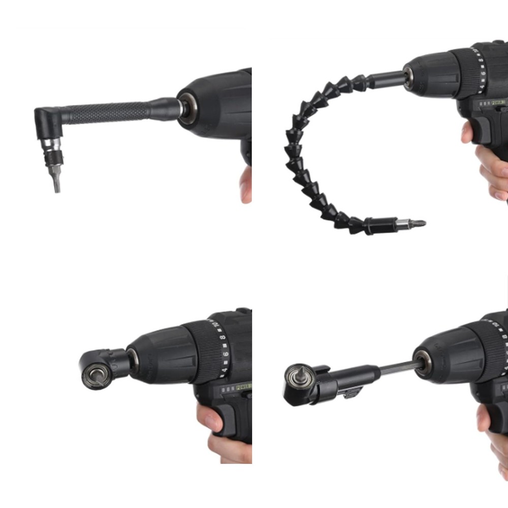 14pc 105 Degree Drill Socket Adapter Flexible Drill Bit Extension Rod Driver Set