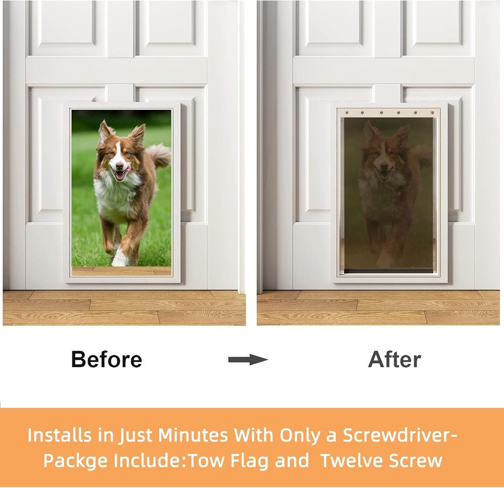 2 Pack Extra Large Dog Door Replacement Flaps with Screws, Compatible with PetSa