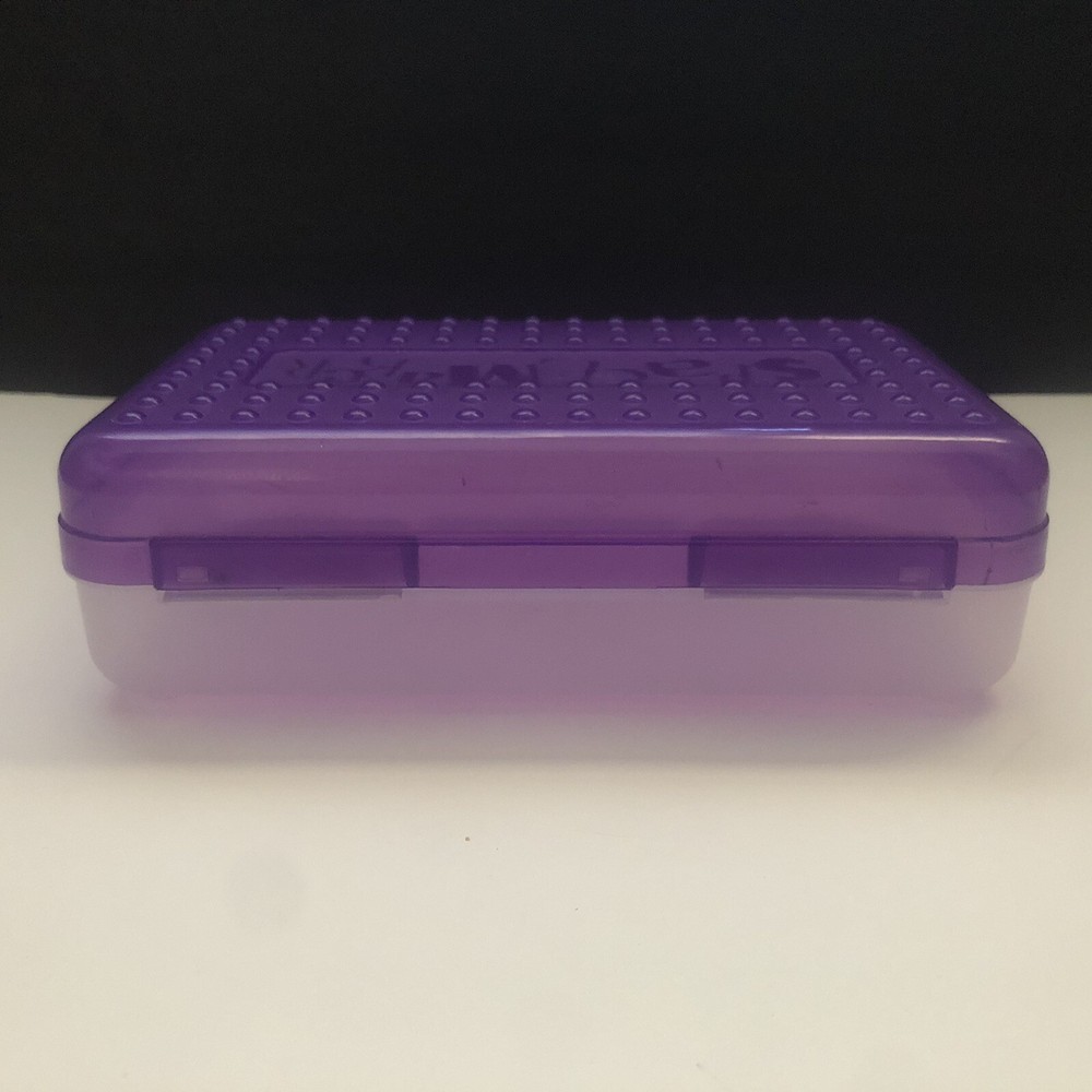 SpaceMaker Pencil Box Translucent Purple Top Clear Bottom Storage Container 90s
