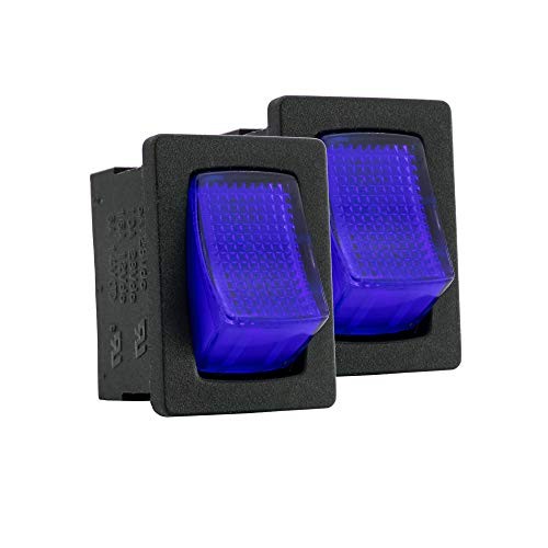 RV Mini Toggle Switch with LED | Red or Blue | Backlit | 2 Blue, 2-Pack