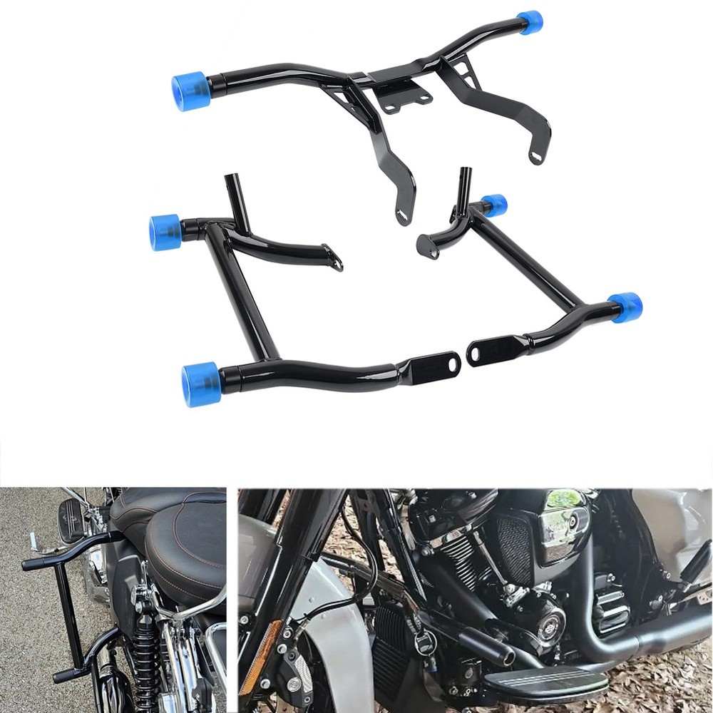 Saddlebag Protector Front Engine Crash Bar For Harley Road Glide 14-24 Blue