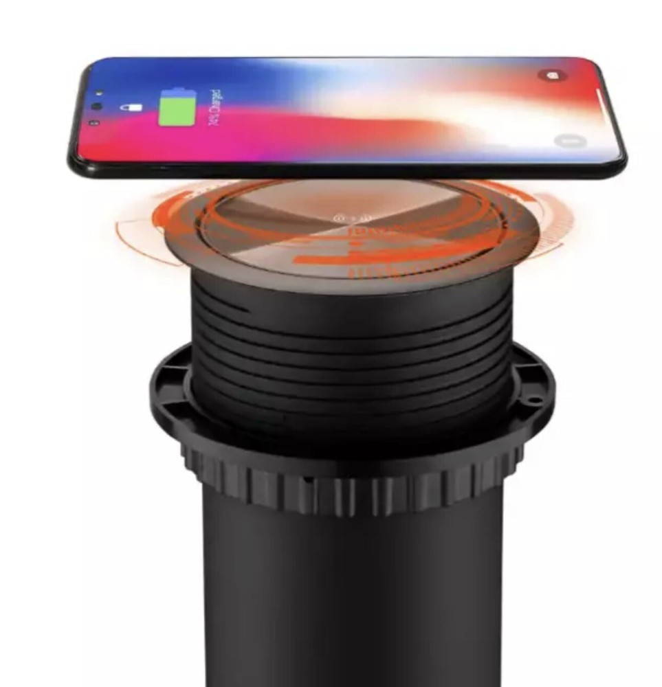 Link2Home 2-Outlets Automatic Pop Up Socket w 10-Watt Induction Wireless Charger