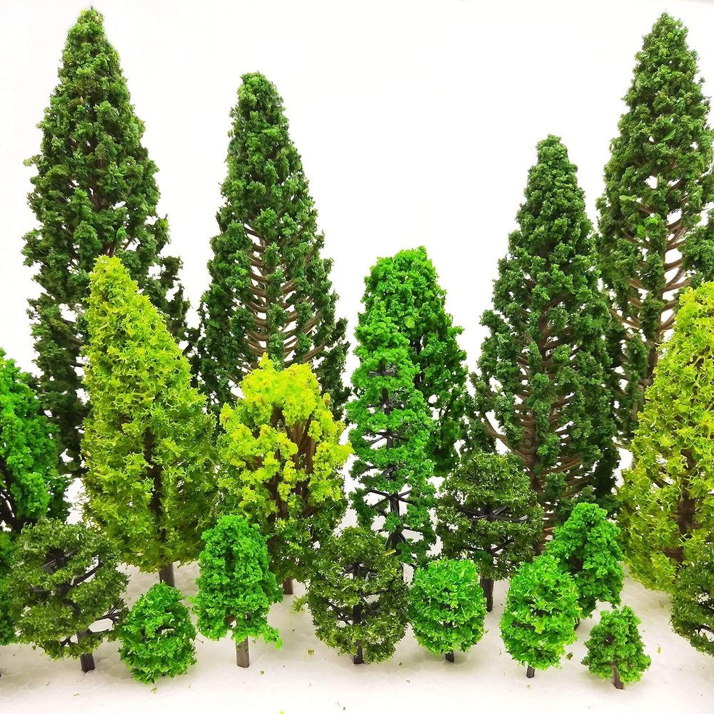 36 Pieces Model Trees 1.36-6 inch Mixed Tree Train Scenery Green