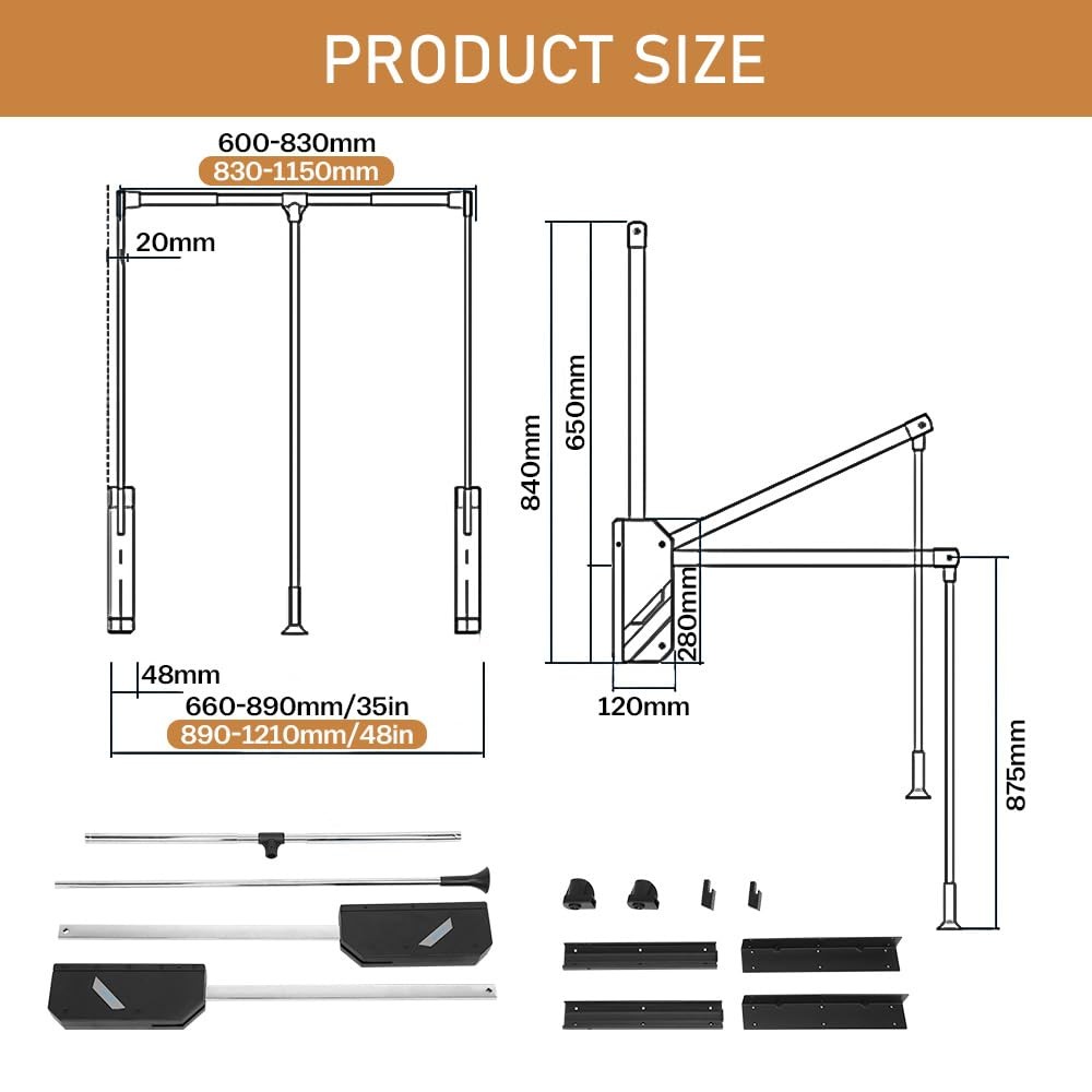 Pull Down Closet Rod, 60 lbs Load Capacity, Stainless Steel Adjustable 35-46....