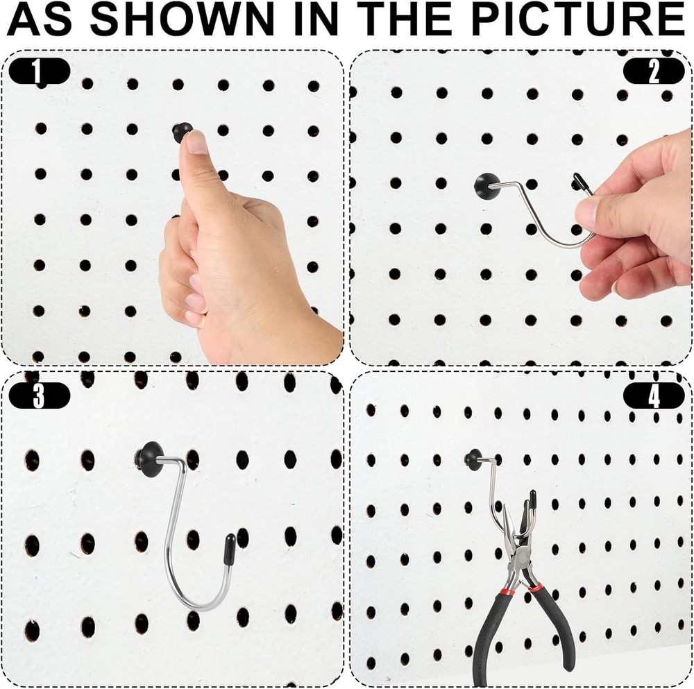 Versatile 120 Black Pegboard Hook Clips - Non-Slip, Durable Design for All Hooks
