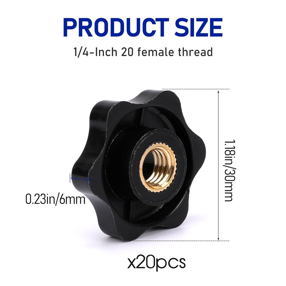1 4 20 Female Threaded Knobs 20 Pack
