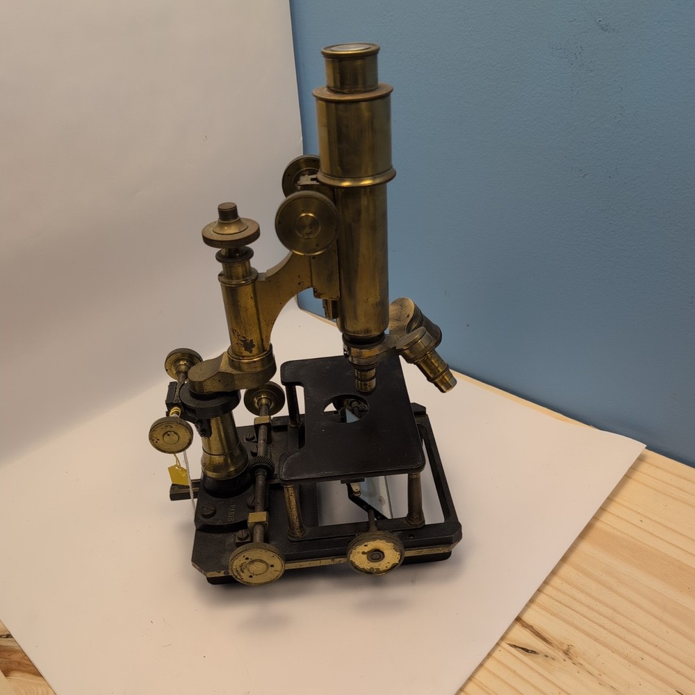 Antique Nachet Paris Large-Field Compound Microscope c1900 Mechanical Brass