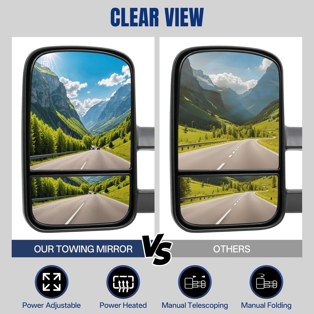 Aritoxy Driver Left Towing Mirrors Power Compatible with Mirror, Black