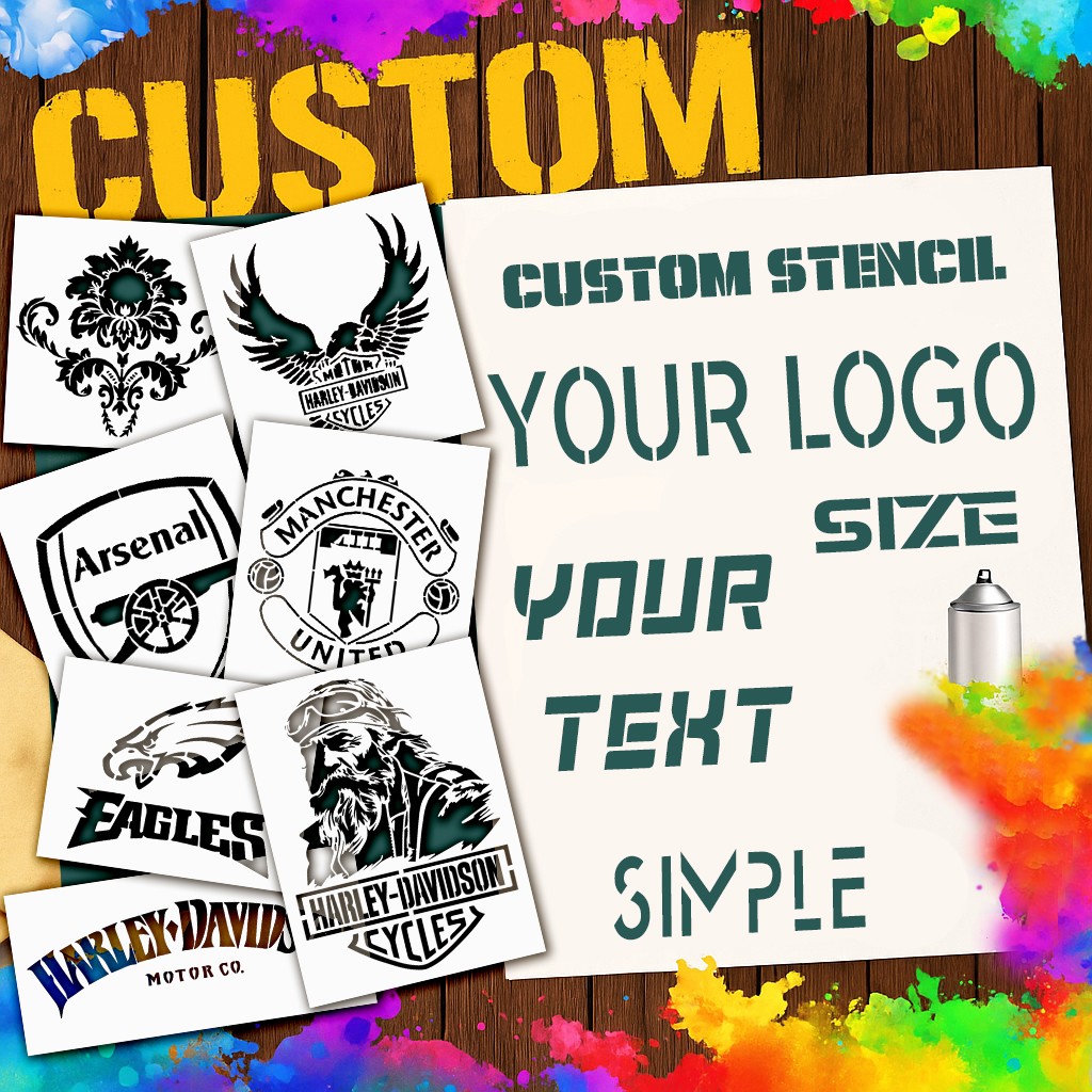 Custom Stencil with Logo, Text - Personalised Reusable Mylar Stencils