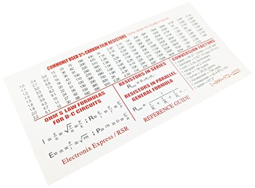 30 Pack Resistor Color Code Guide Cards for Standard and Precision Values - 6...