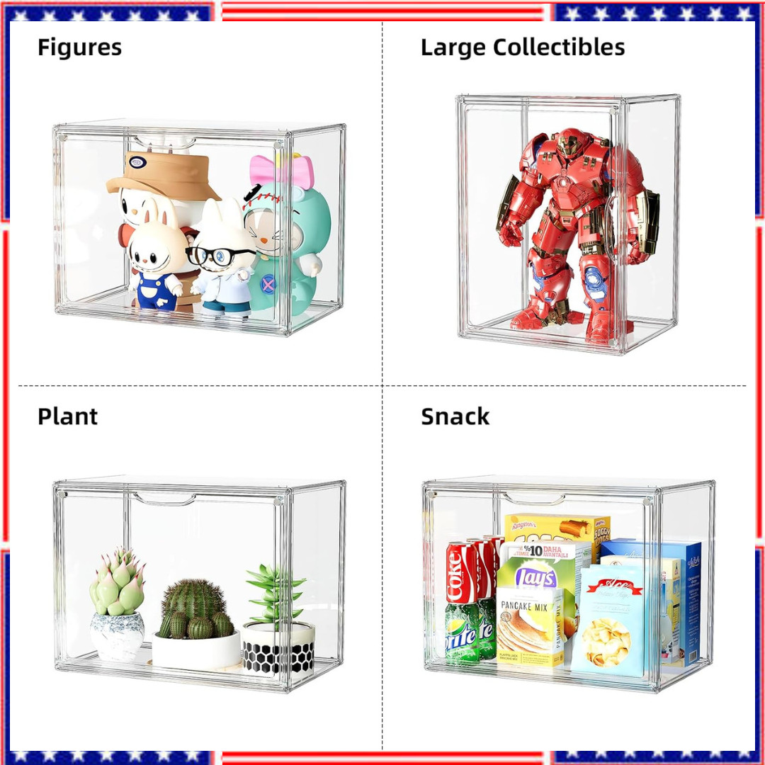 Clear Acrylic Display Case Large Stackable Storage, New