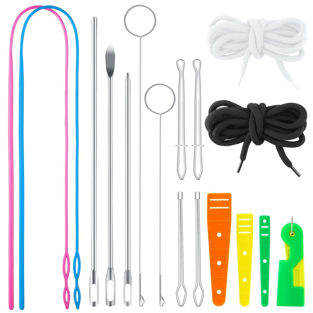 Drawstring Threader Tool Set, Stainless Steel Sewing Loop Turner Hooks with
