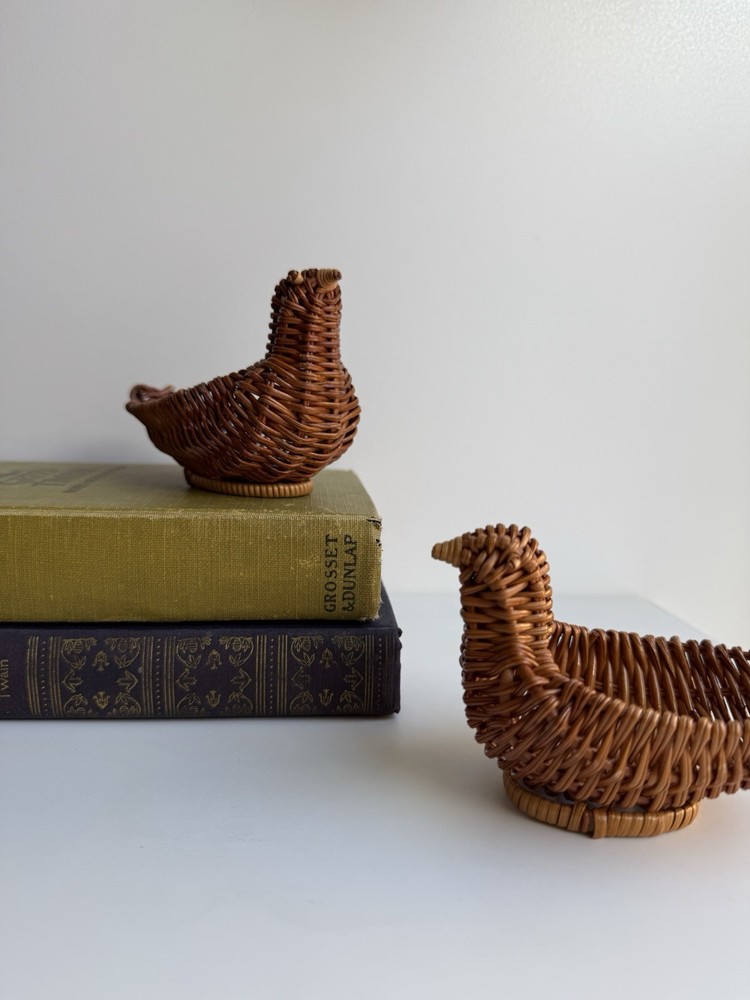 Set of 2 Wicker Mini Bird Decorative Baskets