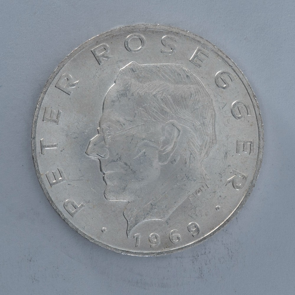 1969 Austria 25 Schilling silver coin Austrian writer Peter Rosegger