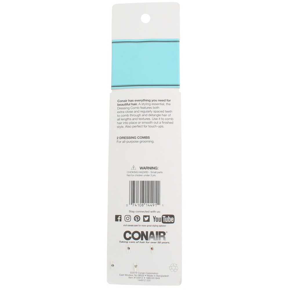 Conair Smooth & Style Hair Combs, 2 Ct
