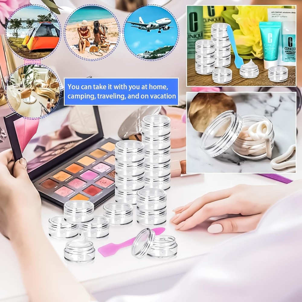 100 Pcs 5G Empty Plastic Containers with Clear Lids,Mini Makeup Sample Container