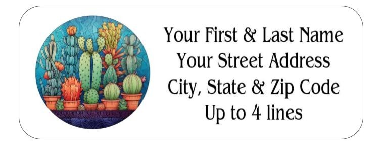 150 Cactus Dish Garden Mailing Return Address Labels Personalized