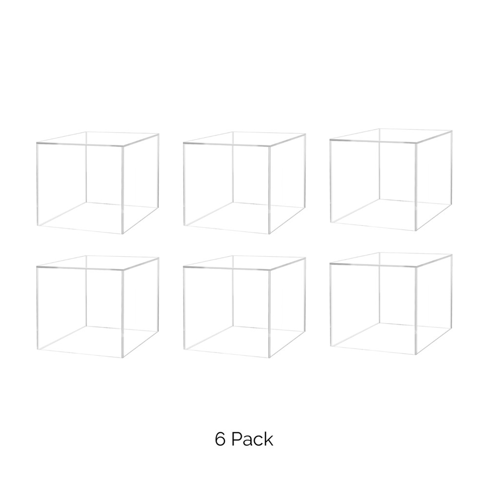 6" Clear Acrylic Display Box with One Open Side Merchandise Storage Bin Qty 6