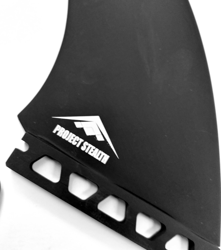 "PROJECT STEALTH" 3.75" SINGLE TAB SURFBOARD SIDEBITES ALL GLASS FOR 2+1 SETUP