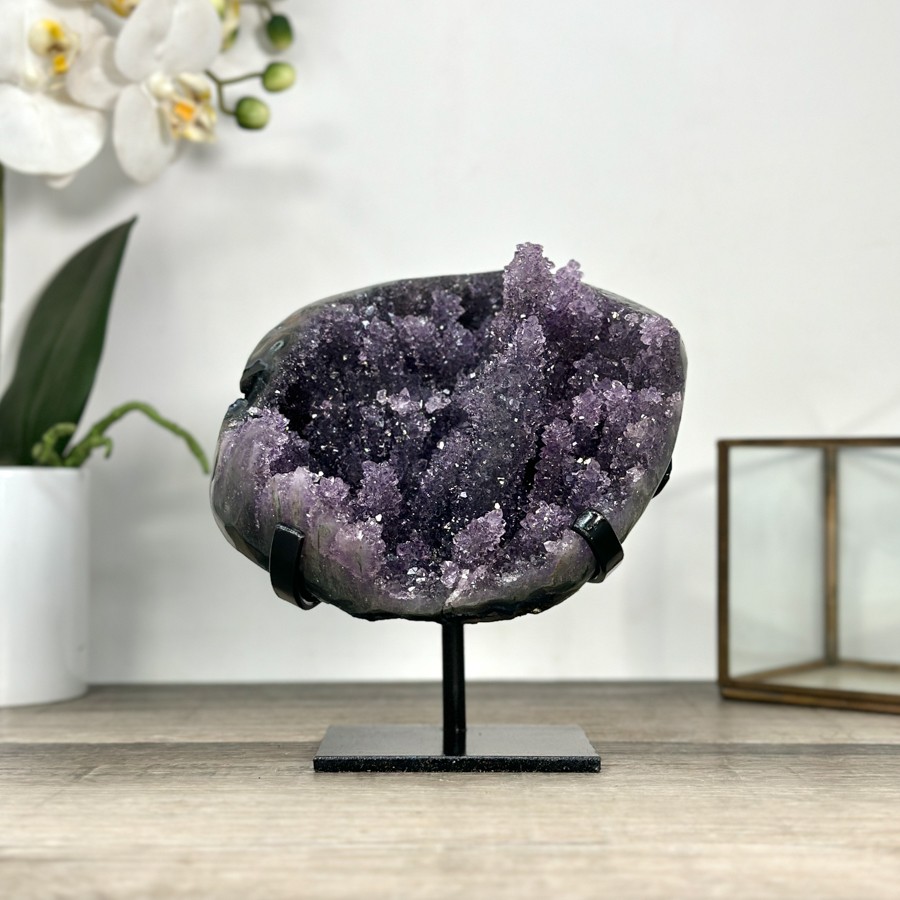 Deep Purple Amethyst Geode on Elegant Stand. MWS2765