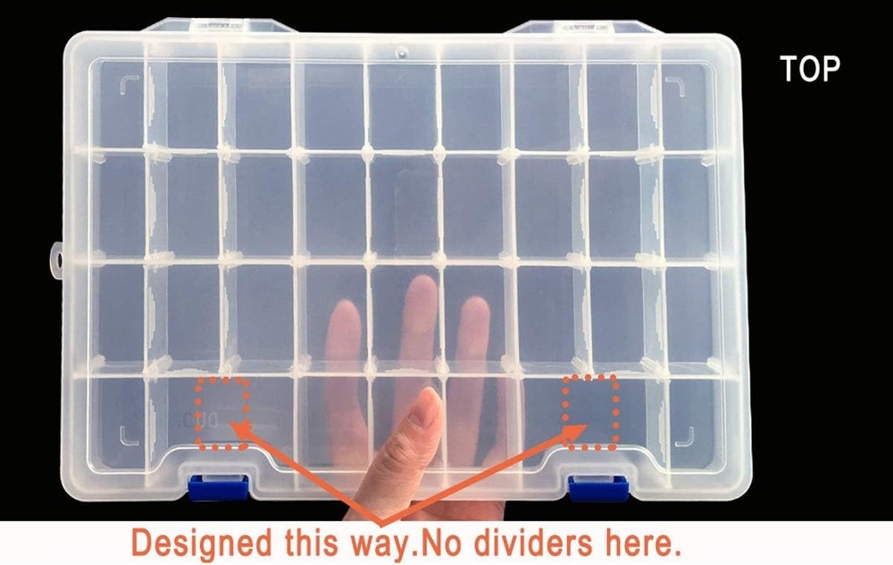 Qualsen Plastic Compartment Box with Adjustable Dividers Craft 2PCS, White