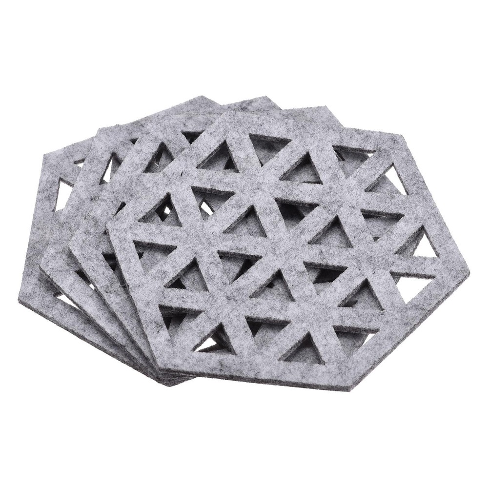 Felt Coasters 4pcs Hexagonal Coasters Coasters, Light Grey