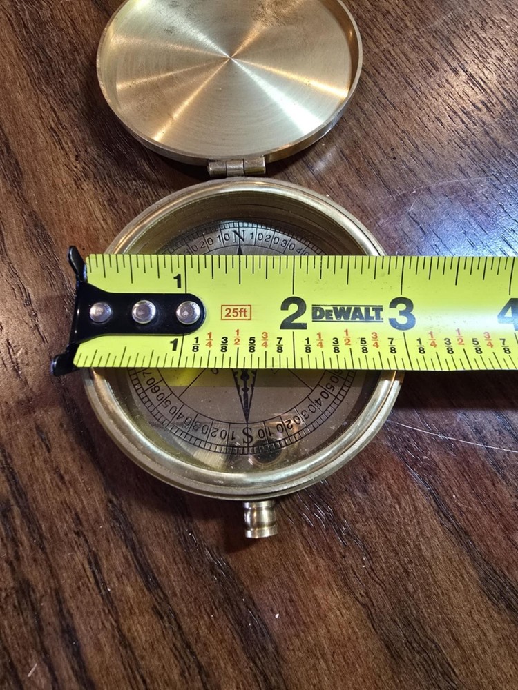 Antique Solid brass 3inch push button Pocket Compass