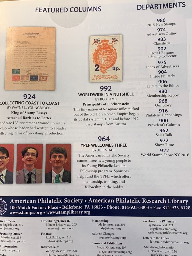 American Philatelist Magazine 2015, October