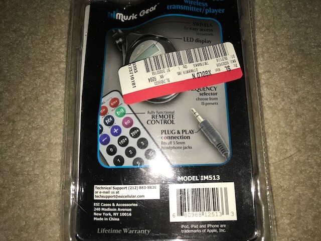 MUSIC GEAR IM513 WIRELESS MP3 FM TRANSMITTER & REMOTE FOR IPHONES IPADS