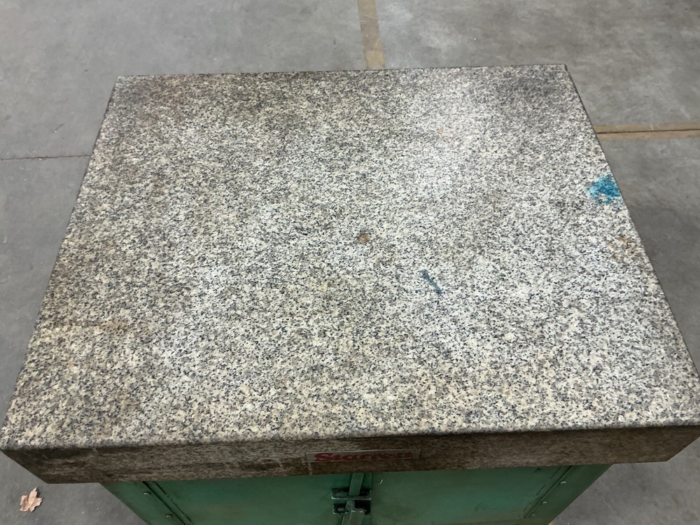 STARRETT SURFACE PLATE, 36 X 30, AND CABINET