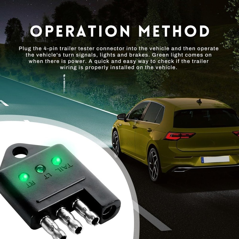 4-Way Trailer Wire Tester with LED Indicators - Compact & Durable Circuit Tester