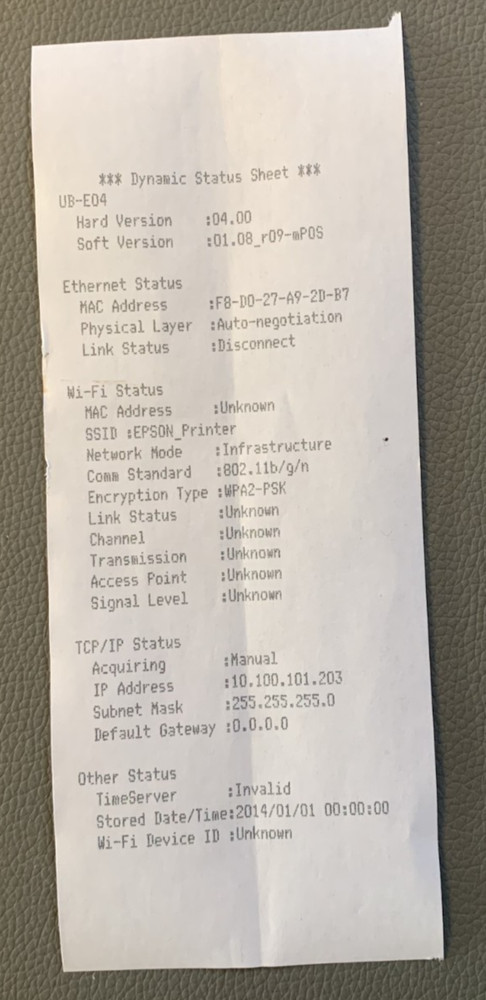 Epson TM-U220B M188B POS Receipt Printer Ethernet Network UB-E04 Tested No PS