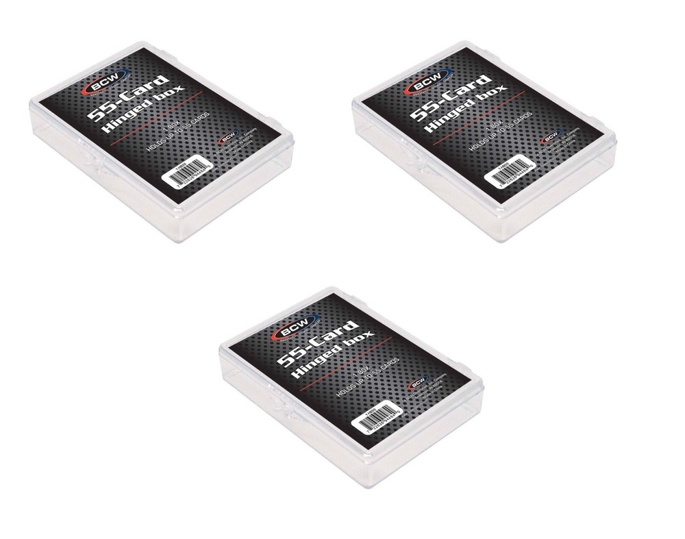 (Pack of 3) BCW 55-Card Hinged Plastic Boxes Holders / Cases For Trading Cards