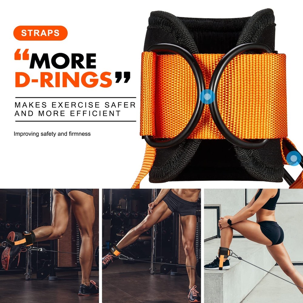 HPYGN Ankle Strap for Cable Machine, Padded Straps 1Pair-Orange